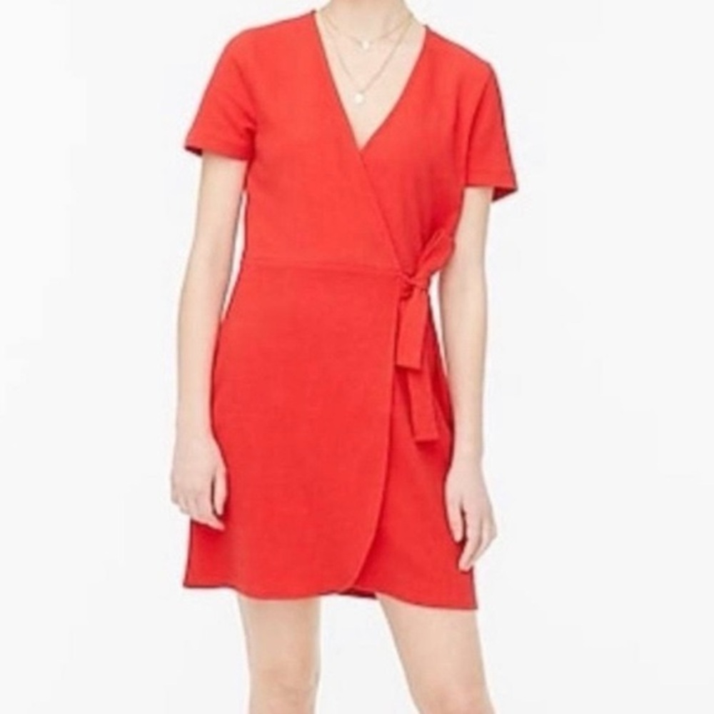 J.Crew Factory Faux Wrap Dress Red XXS - Picture 6 of 6
